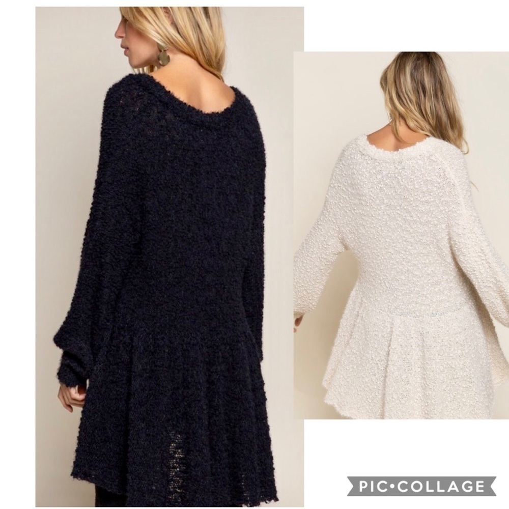 Cute! Black High Low V Neck Sweater - Picture 3 of 5